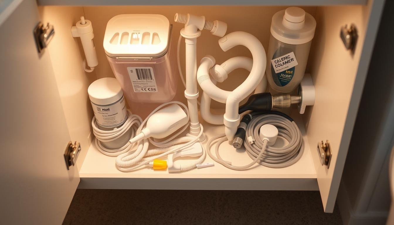 Clean storage of home colonic equipment components