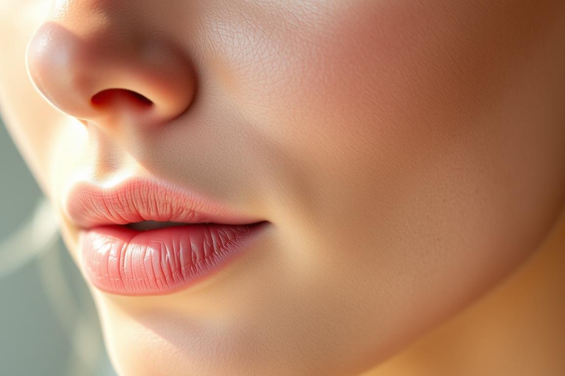 Close-up of clear, healthy skin showing improved complexion after colon hydrotherapy Close-up of clear, healthy skin showing improved complexion after colon hydrotherapy