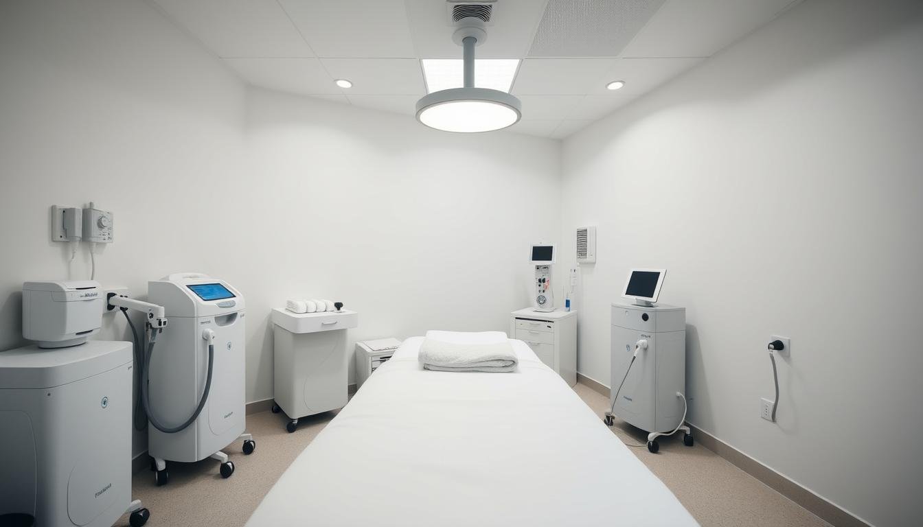 Colon hydrotherapy treatment room with modern equipment Colon hydrotherapy treatment room with modern equipment