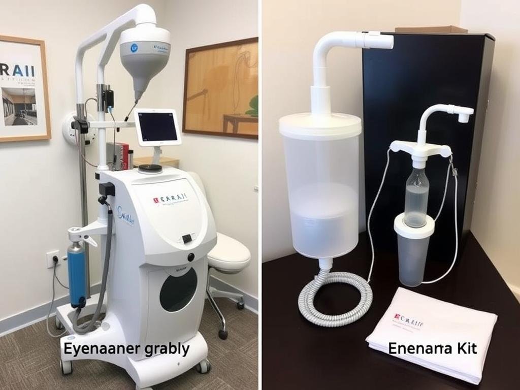 Comparison between professional colon hydrotherapy equipment and home enema kit