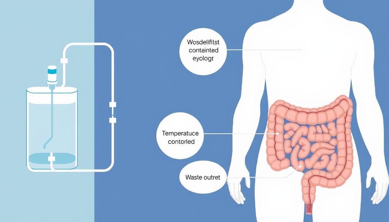 How Does a Colonic Work? A Step-by-Step Guide to Colon Hydrotherapy 1 Diagram showing how a colonic works with labeled components of the colon hydrotherapy system