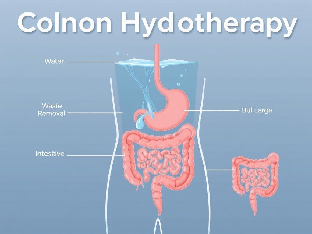 Diagram showing how water flows through the colon during hydrotherapy Diagram showing how water flows through the colon during hydrotherapy