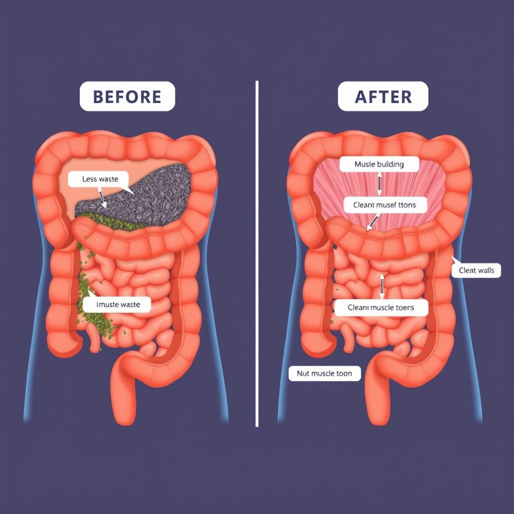 Diagram showing improved digestive function after colon hydrotherapy Diagram showing improved digestive function after colon hydrotherapy