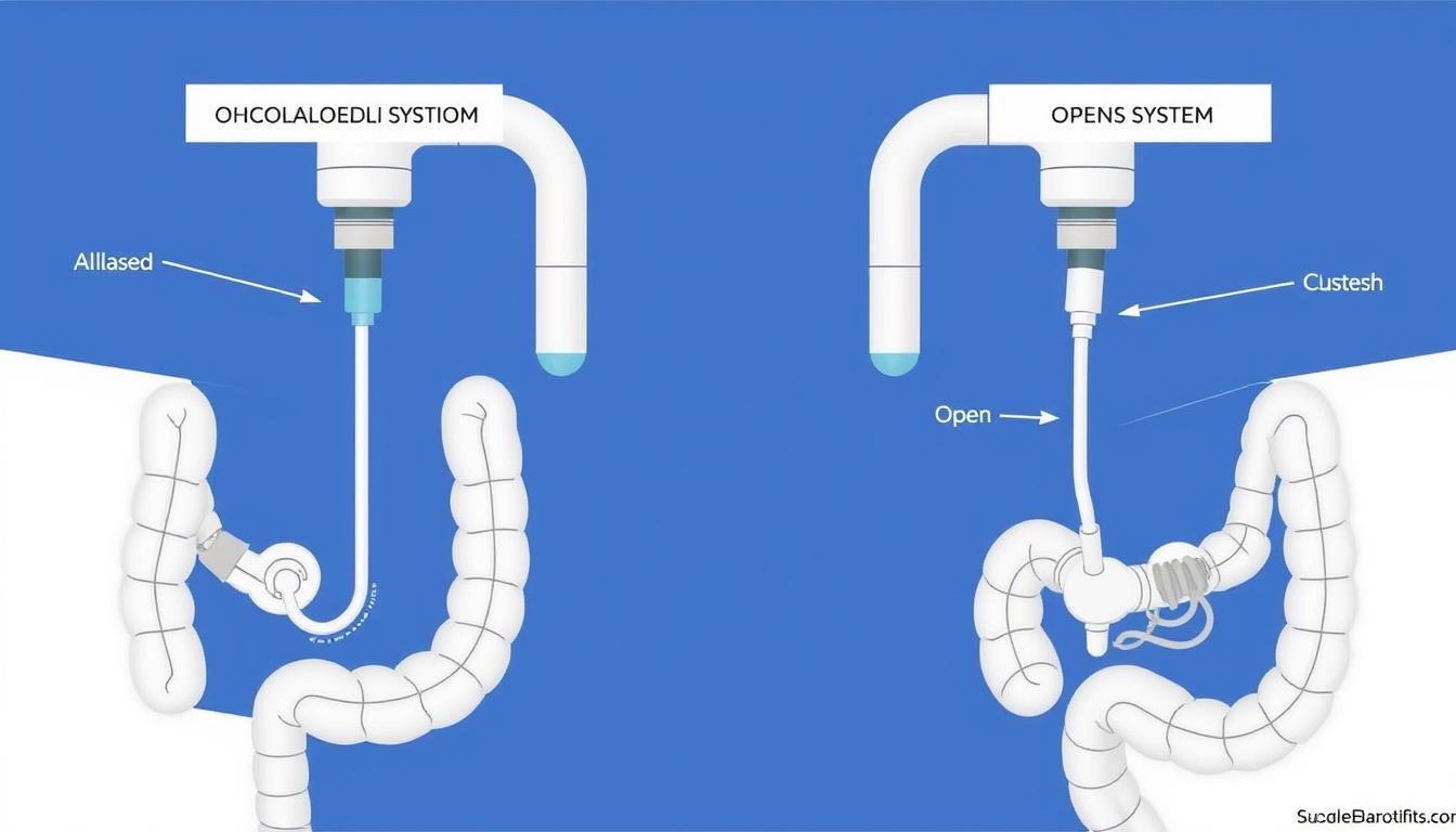Different types of colonic irrigation systems showing closed and open systems Different types of colonic irrigation systems showing closed and open systems