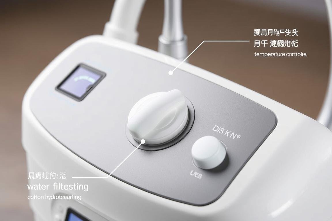 Maikong colon hydrotherapy device showing key features and components Maikong colon hydrotherapy device showing key features and components