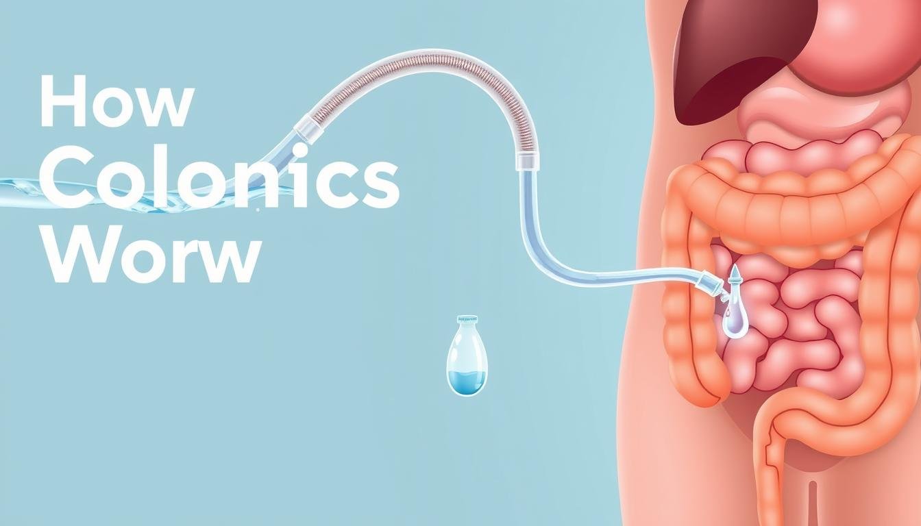 What Colonics? Understanding Colonic Hydrotherapy 1 Medical illustration showing colonics procedure with water flowing through the colon