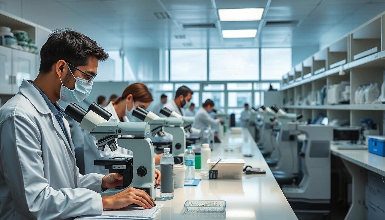 Medical research laboratory studying colon health and hydrotherapy effects Medical research laboratory studying colon health and hydrotherapy effects