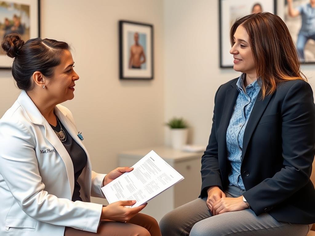 Person consulting with a colon hydrotherapy specialist about costs and options