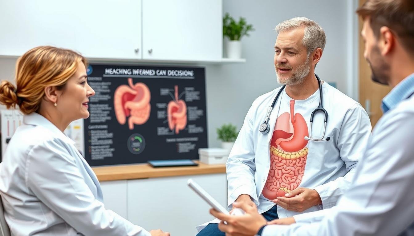 Person discussing health options with a healthcare professional