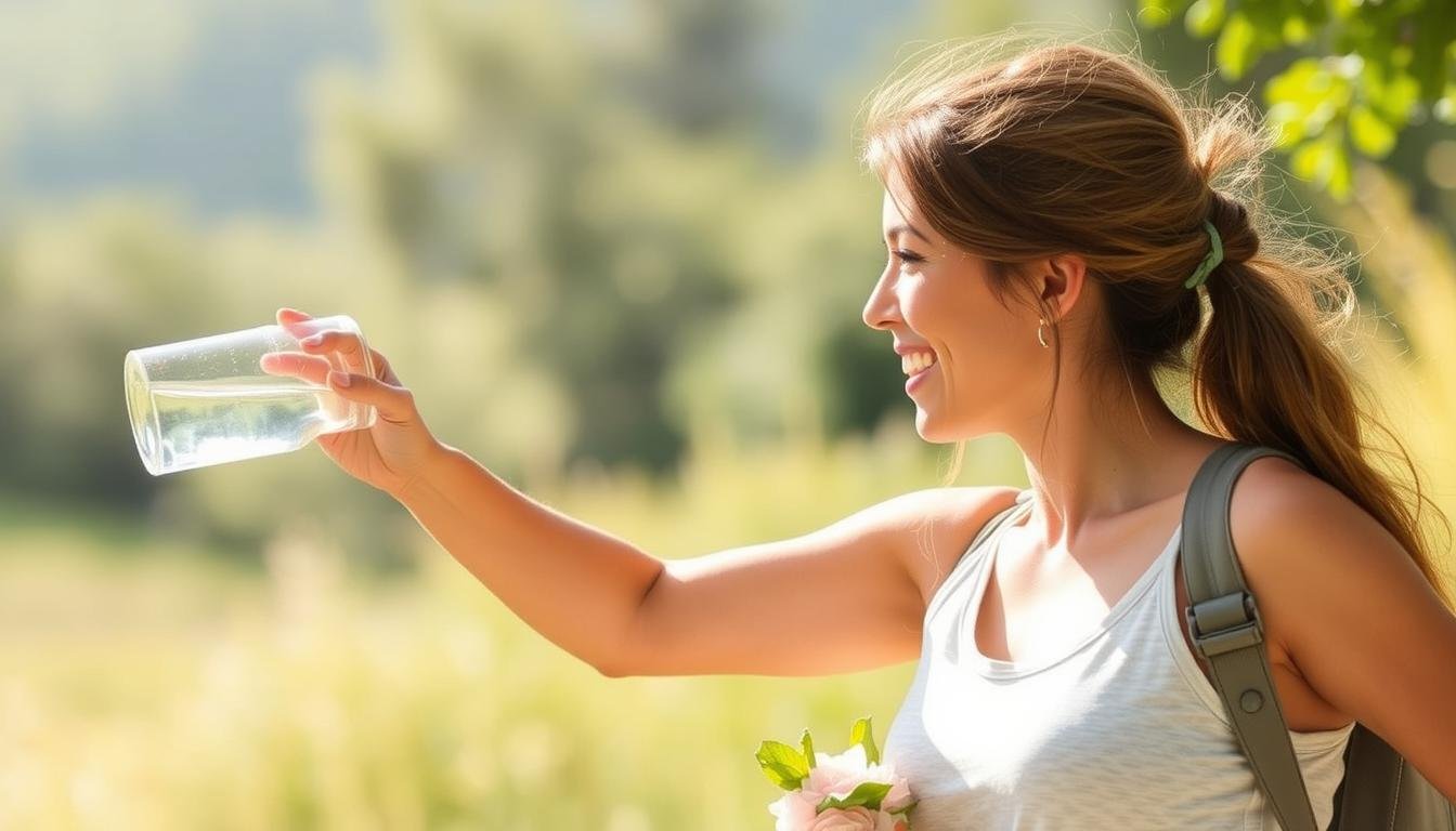 Person enjoying a healthy lifestyle with proper diet and exercise for natural digestive health Person enjoying a healthy lifestyle with proper diet and exercise for natural digestive health