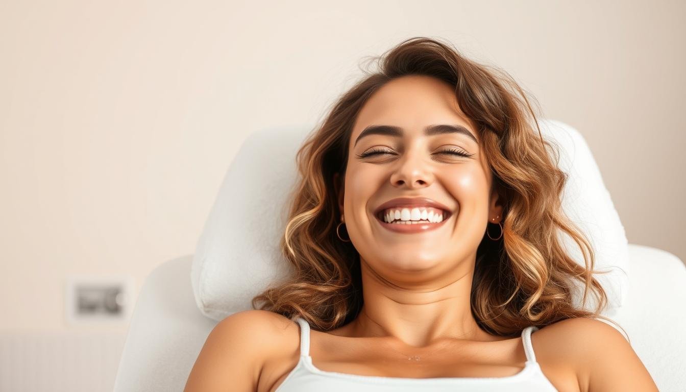 Person looking refreshed and energized after a colonic treatment Person looking refreshed and energized after a colonic treatment