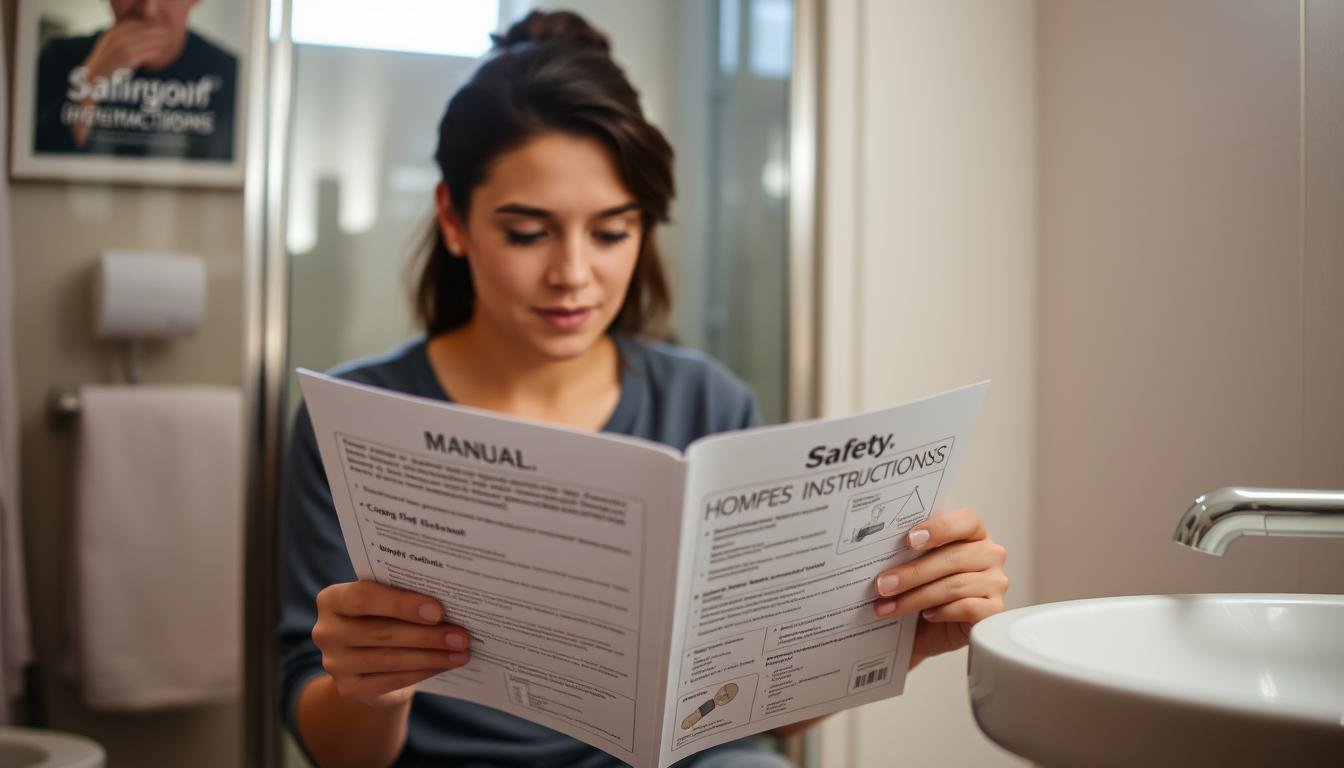 Person reading safety instructions for home colonic equipment