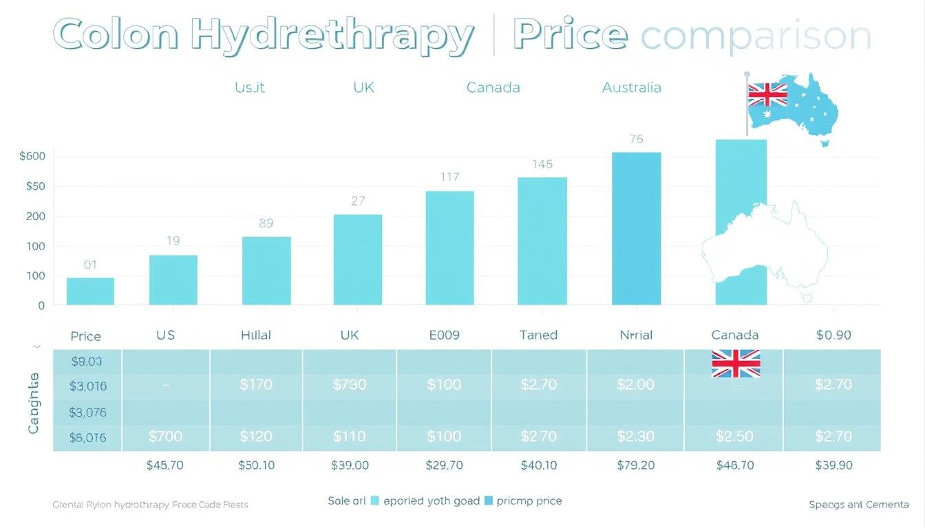 Price comparison chart showing colon hydrotherapy cost across different regions
