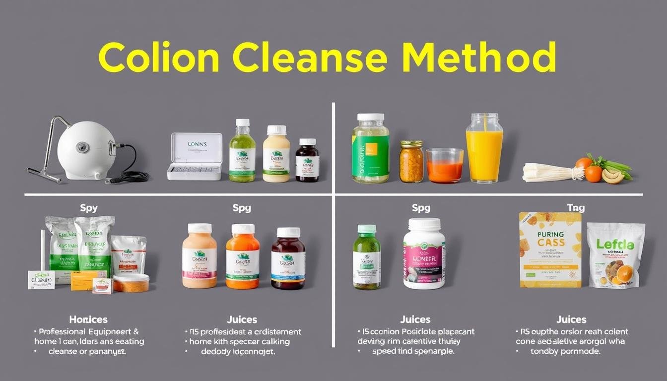 Various colon cleanse methods displayed with their price ranges