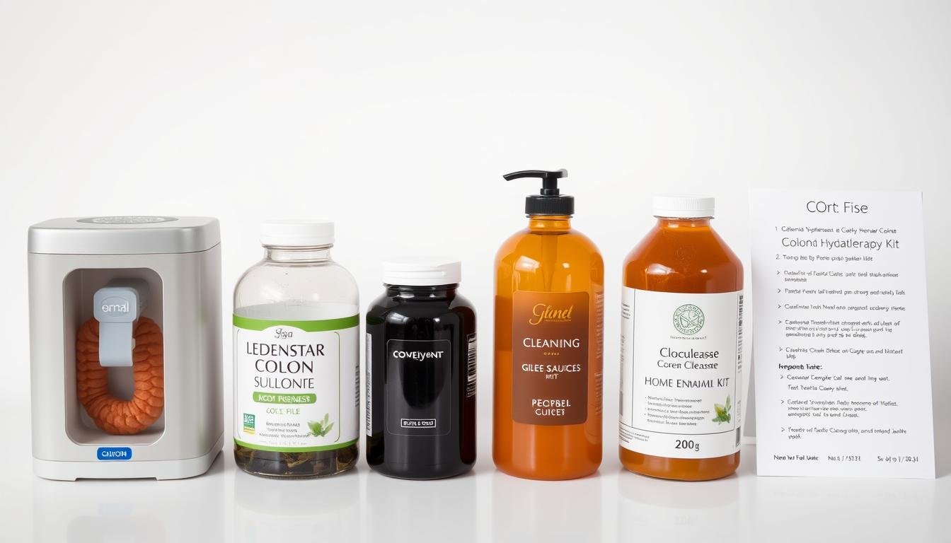 Various colon cleanse methods with price tags showing different cost ranges