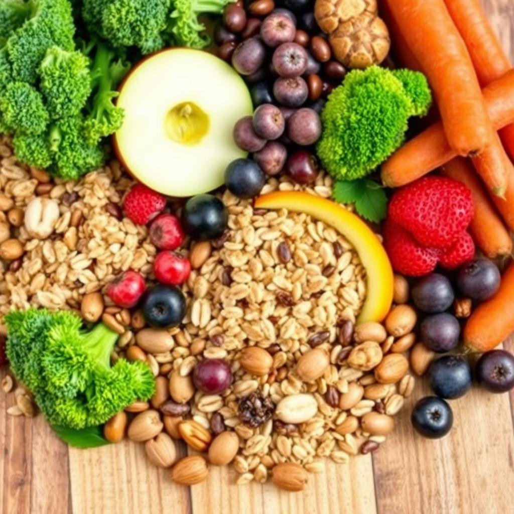 Assortment of high-fiber foods that naturally support colon health Assortment of high-fiber foods that naturally support colon health