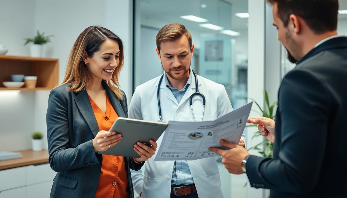 Clinic owner evaluating hydro colon therapy equipment options
