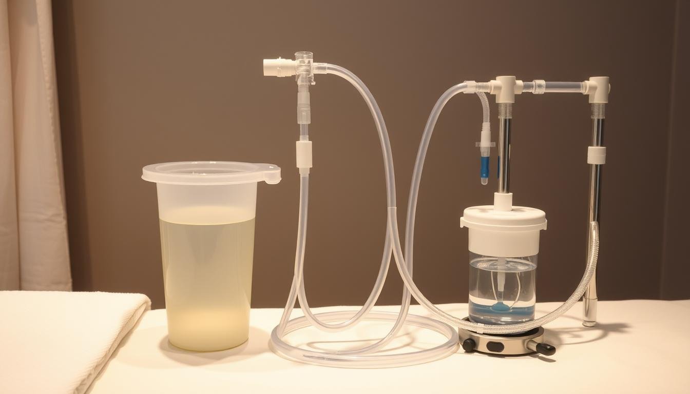 Colonic irrigation equipment showing tubes and water system used in the procedure, answering is colonic irrigation safee
