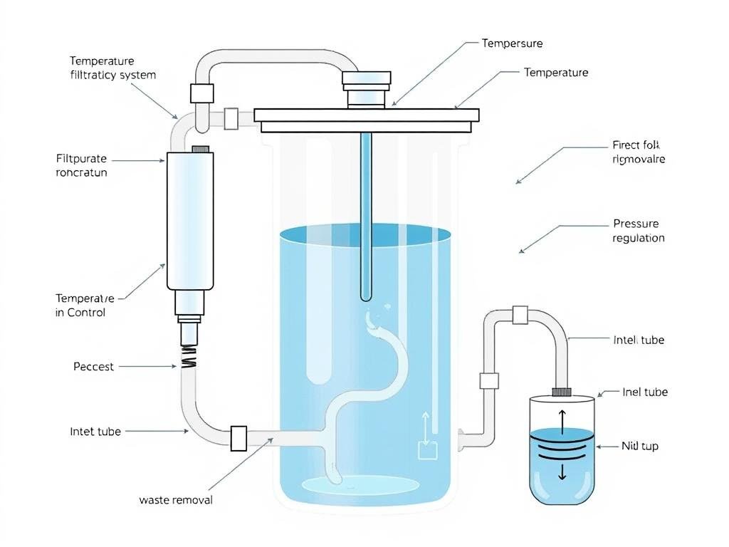 Diagram showing how water flows through a colon hydrotherapy device system