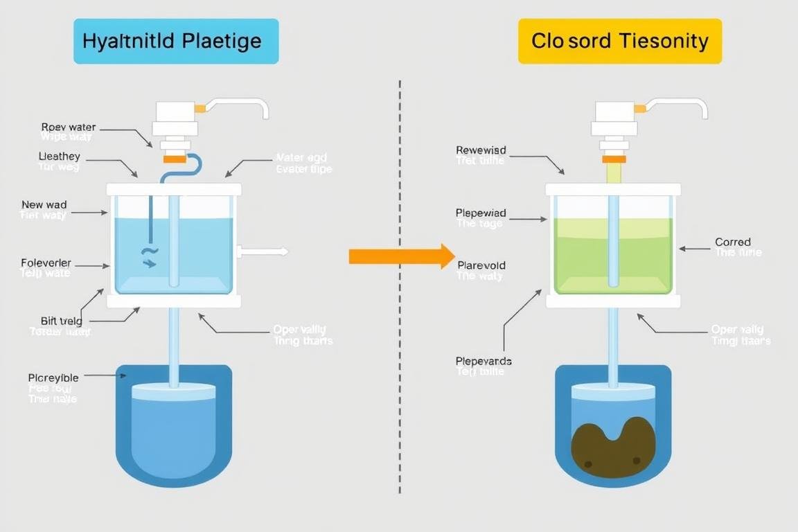 Diagram showing the difference between open and closed hydro colon therapy systems