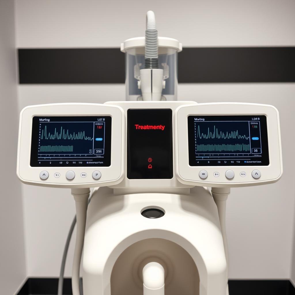 Dual monitoring screens on colon hydrotherapy machine