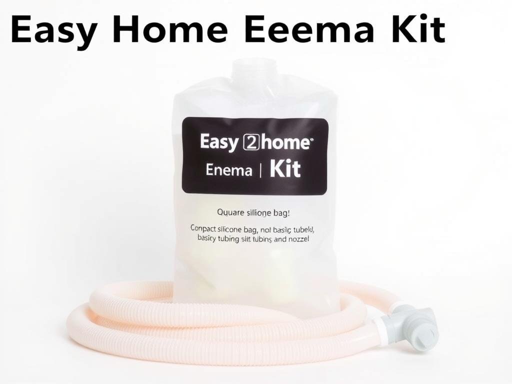 Easy Home Enema Kit with compact silicone bag and basic accessories