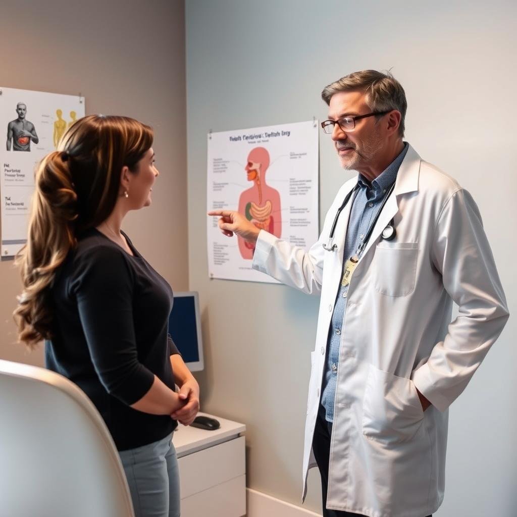 Gastroenterologist discussing digestive health with a patient