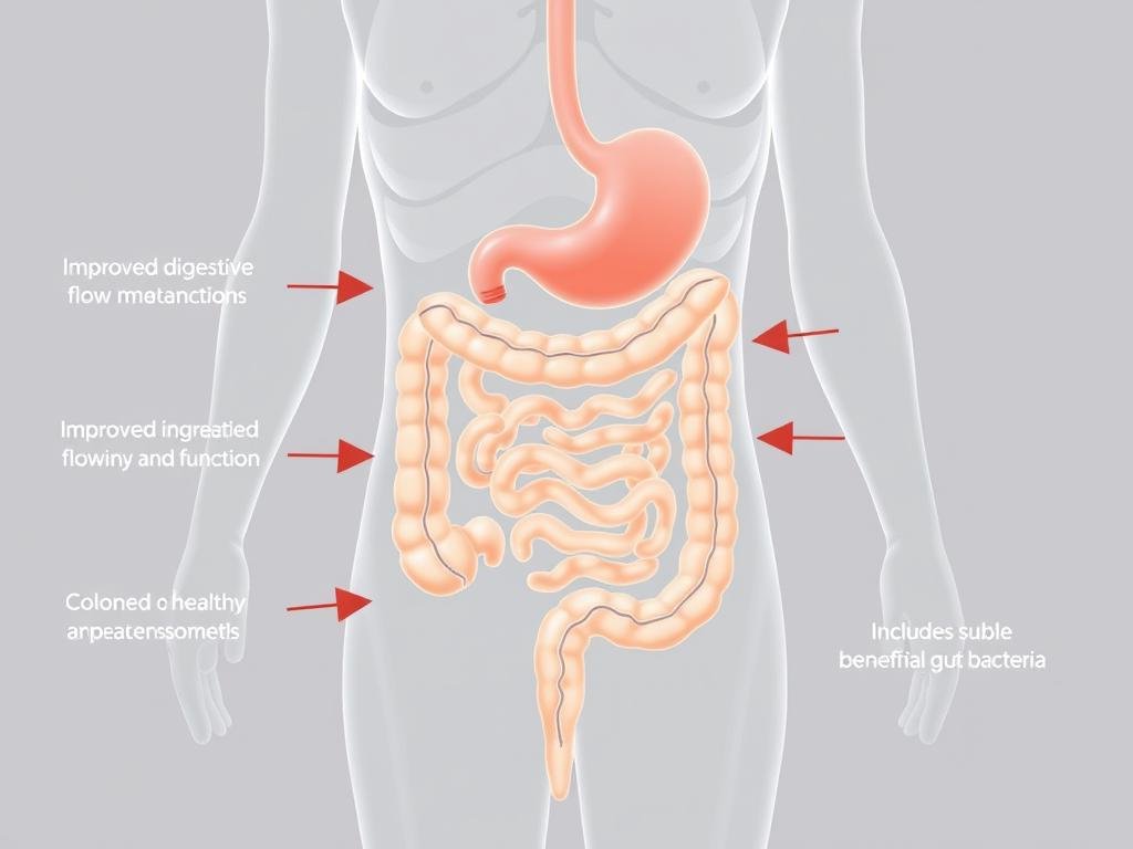 Healthy digestive system showing improved function after colon flush Healthy digestive system showing improved function after colon flush