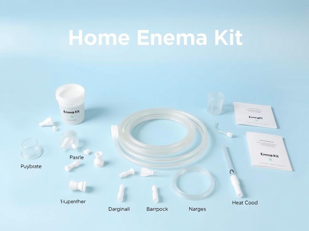 Home enema kit with components labeled