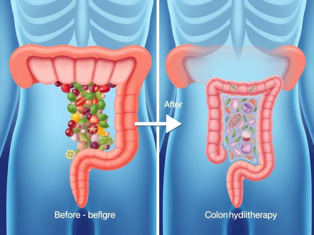 Illustration showing improved nutrient absorption in the intestines after colon hydrotherapy