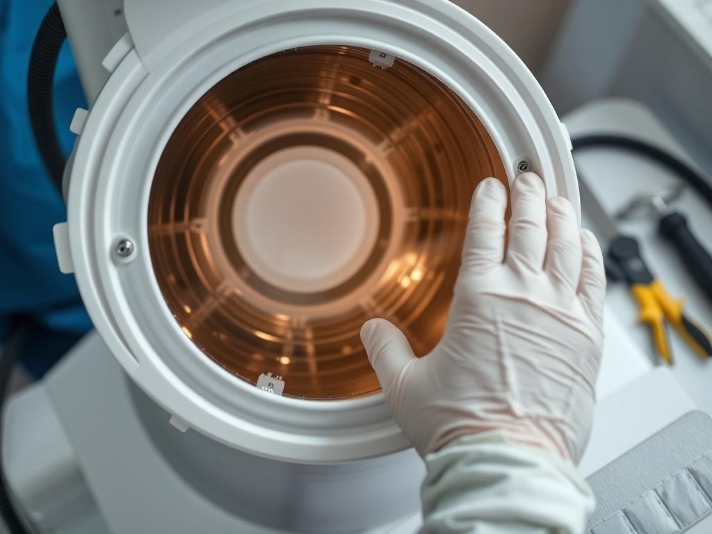 Maintenance of hydro colon therapy equipment showing cleaning process