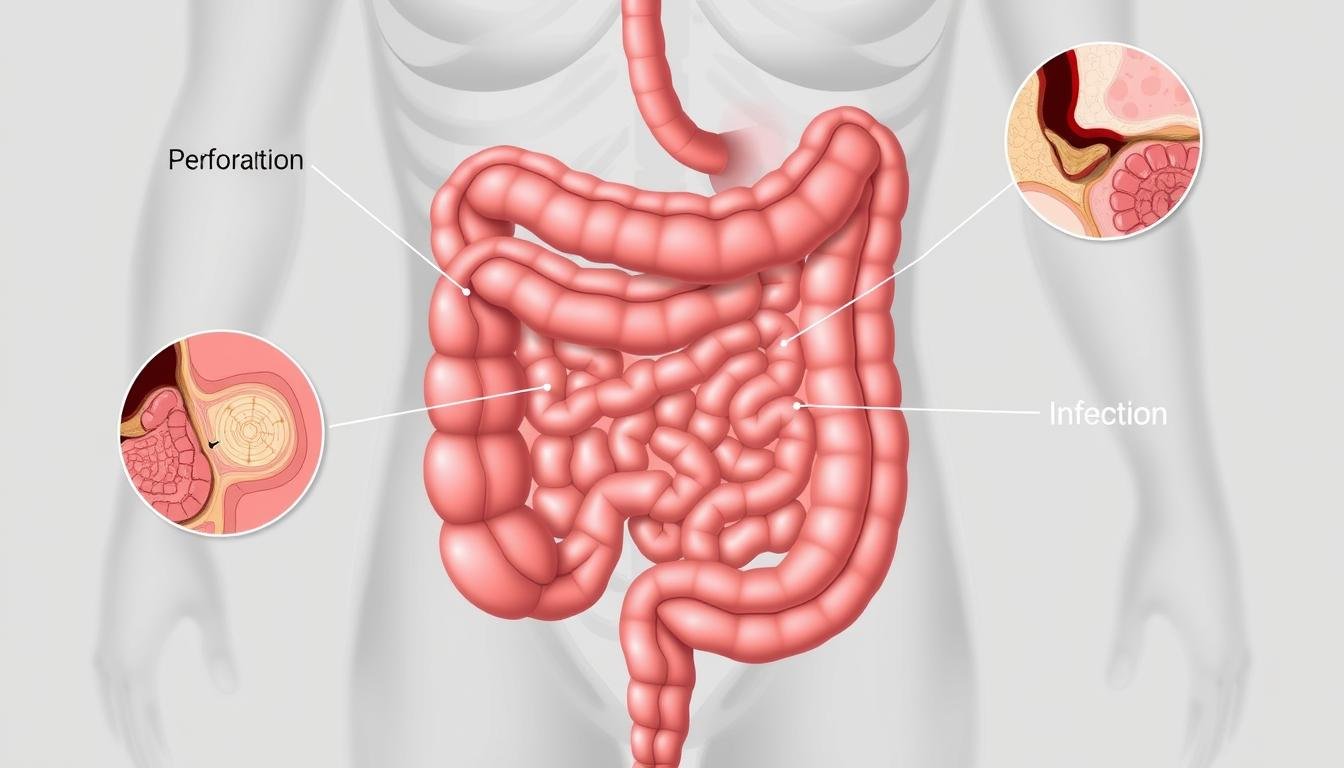 Medical illustration showing potential complications from colonic irrigation