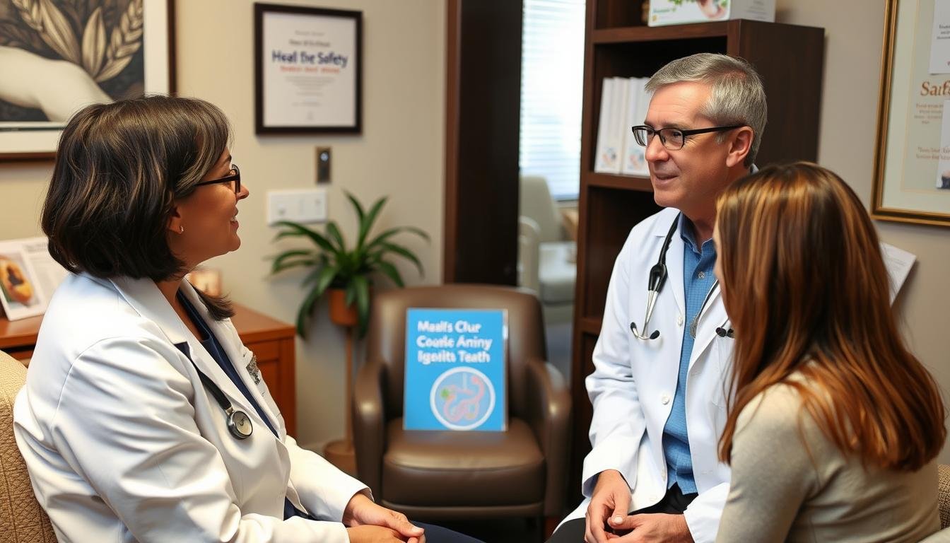 Medical professional answering questions about colonics safety