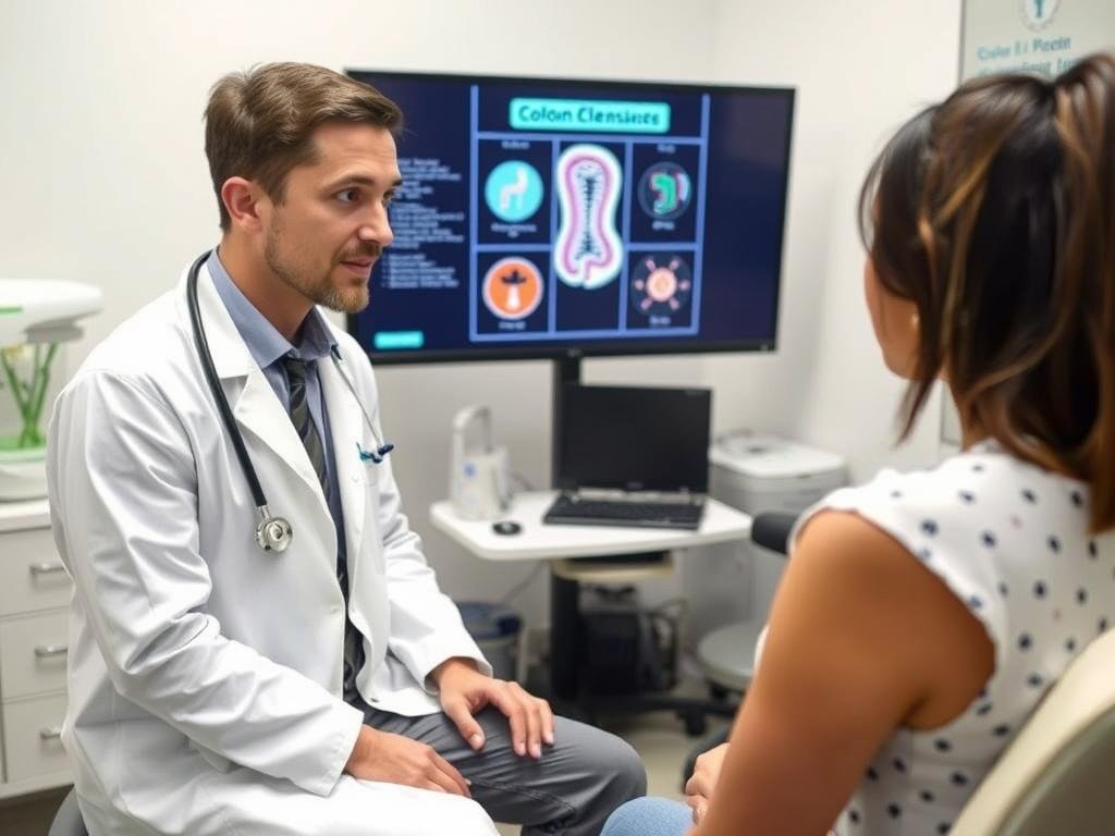 Medical professional discussing colon cleanse safety with patient