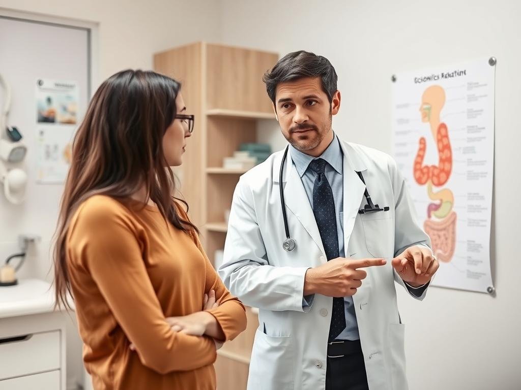 Medical professional discussing colonics safety with patient