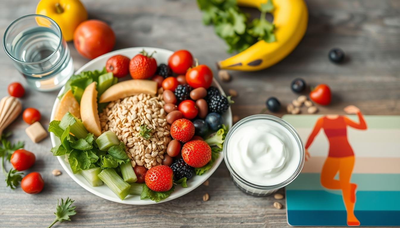 Natural digestive health alternatives including fiber-rich foods, water, and exercise Natural digestive health alternatives including fiber-rich foods, water, and exercise