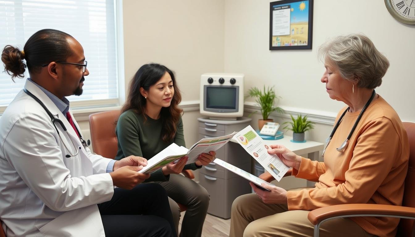 Person consulting with healthcare professional about hydrotherapy colonic irrigation