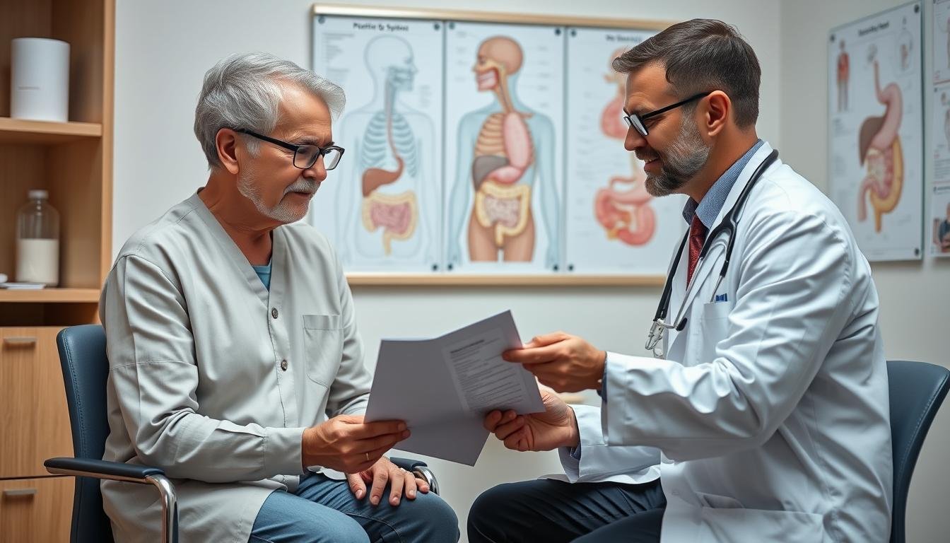 Person discussing colon health options with a healthcare provider