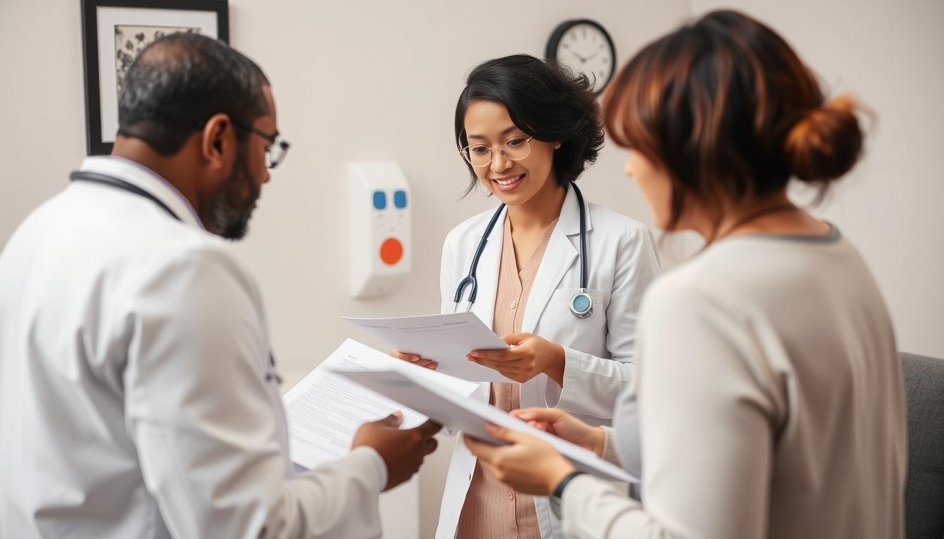 Person discussing colonic hydrotherapy options with healthcare provider