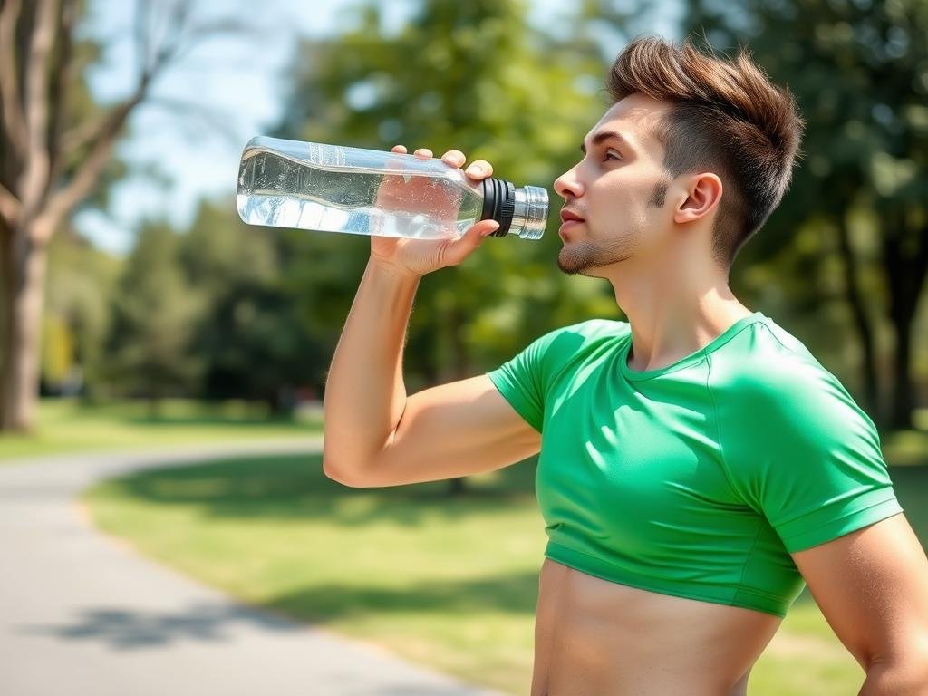 Person drinking water and exercising for natural digestive health