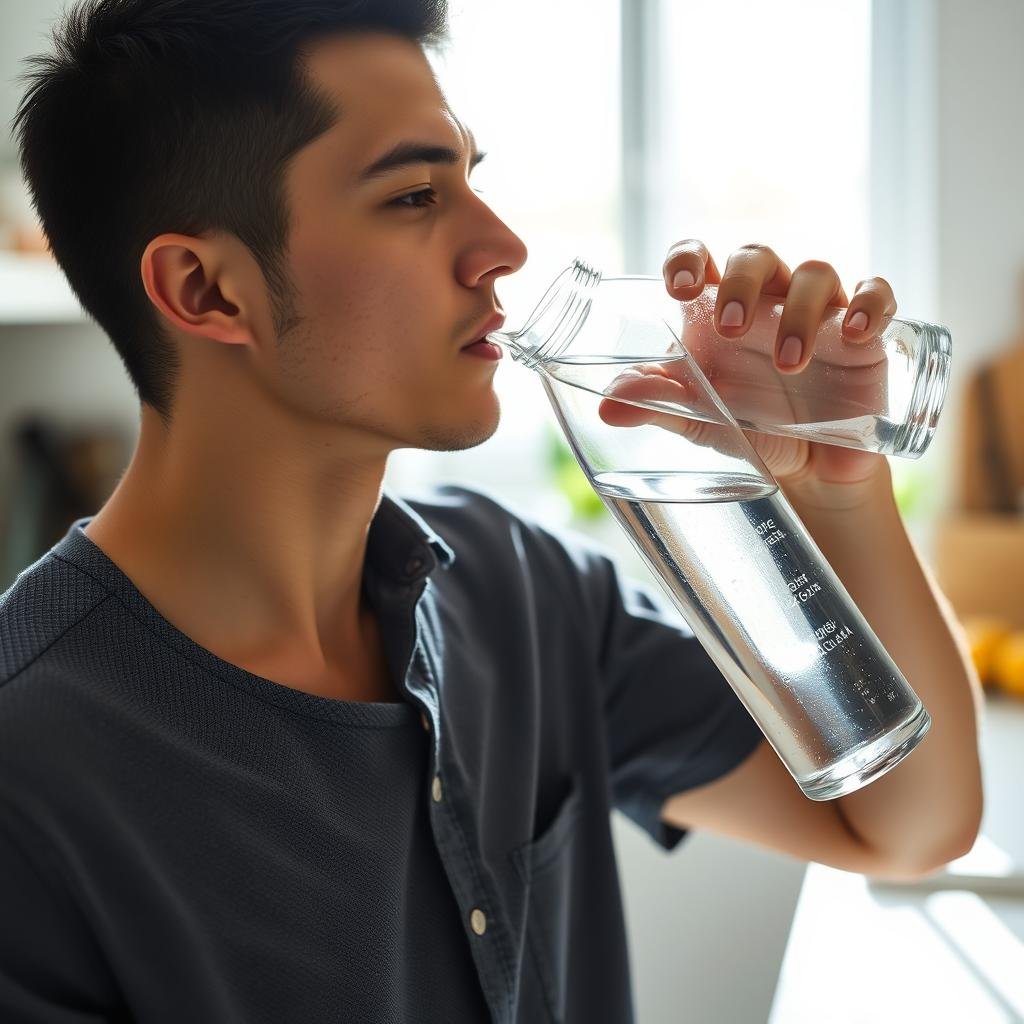 Person drinking water and staying hydrated for digestive health