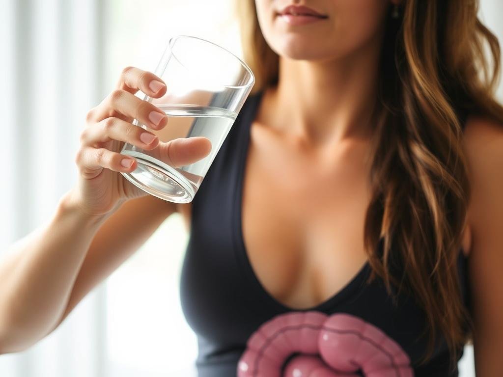 Person drinking water before using a colon hydrotherapy home kit