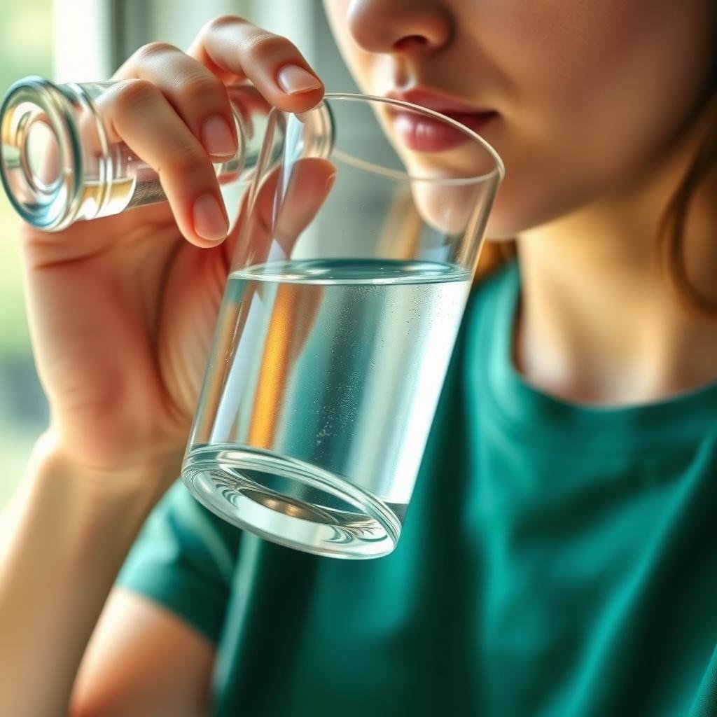 Person drinking water for natural digestive health