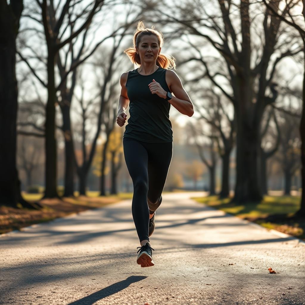 Person exercising outdoors to promote digestive health