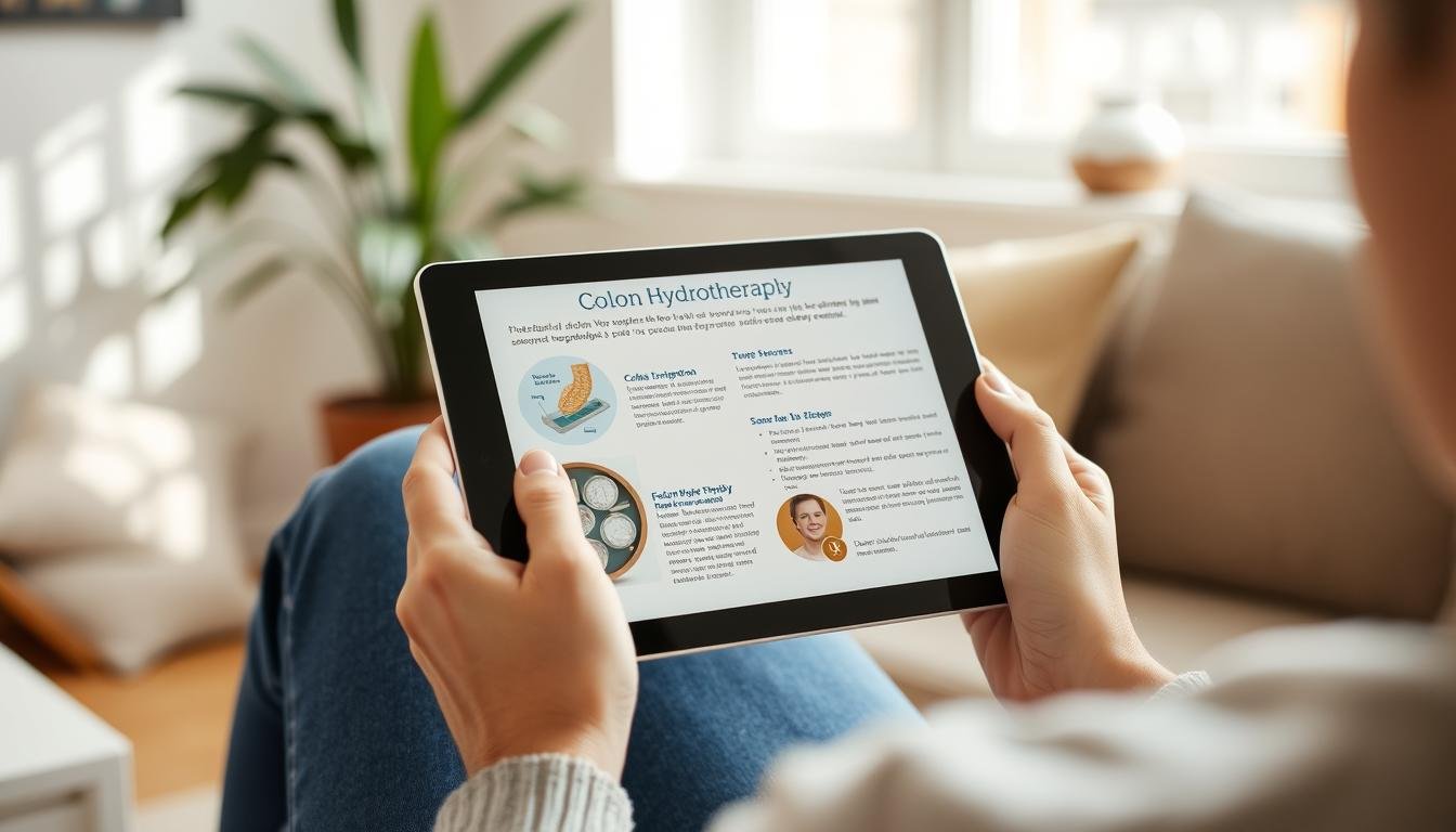 Person researching colon hydrotherapy information