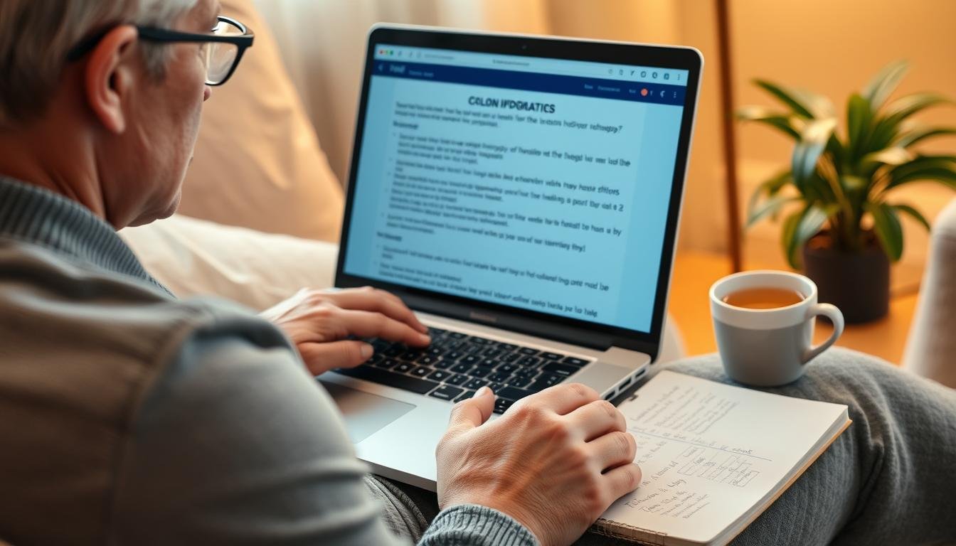Person researching health information about side effects of colon hydrotherapy online