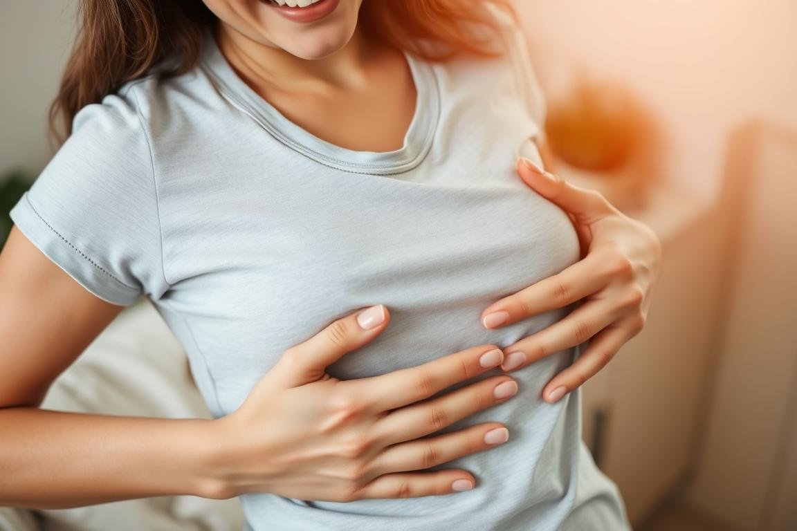 Person with improved digestion after colon hydrotherapy showing comfort and relief