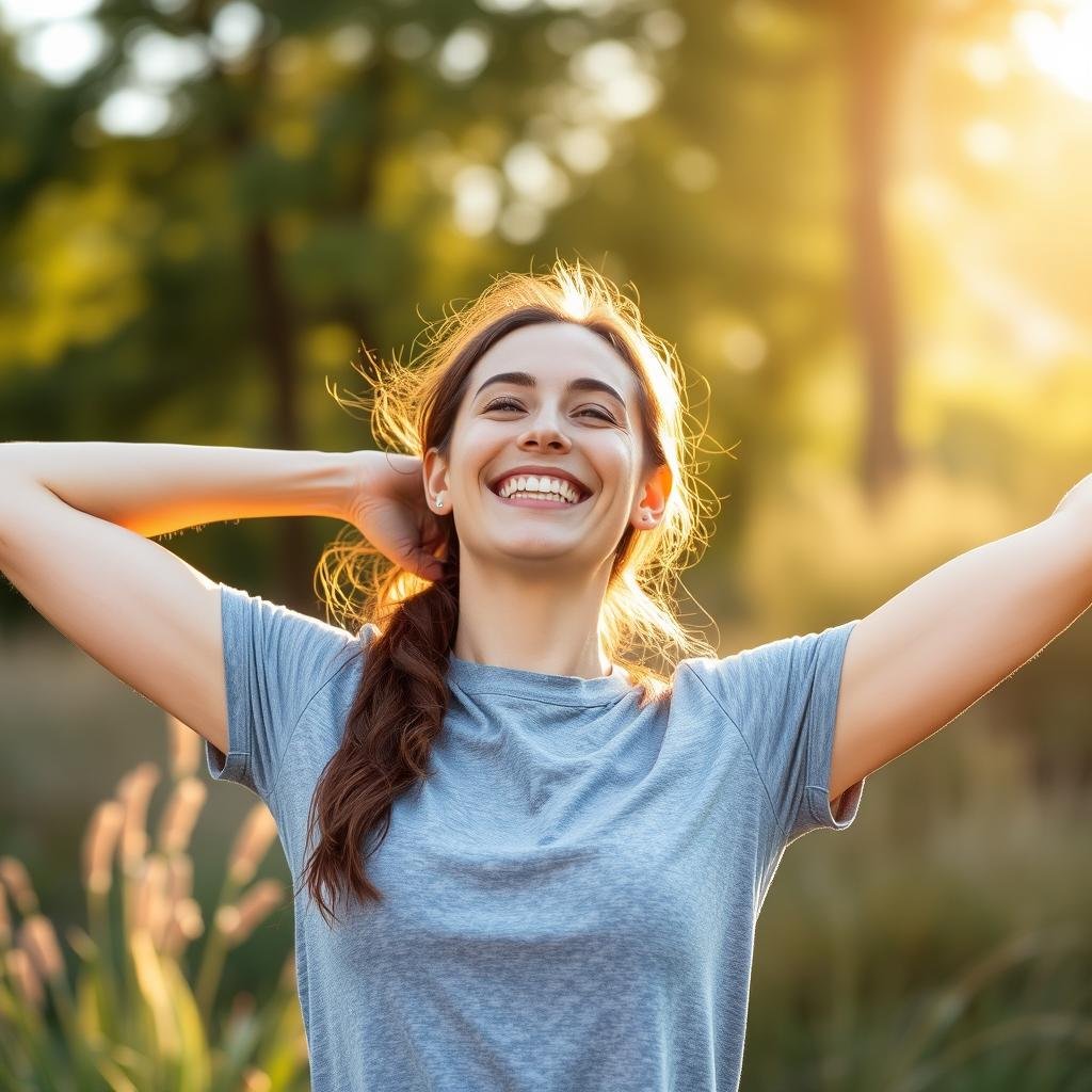 Person with improved energy and wellbeing after colonic hydrotherapy