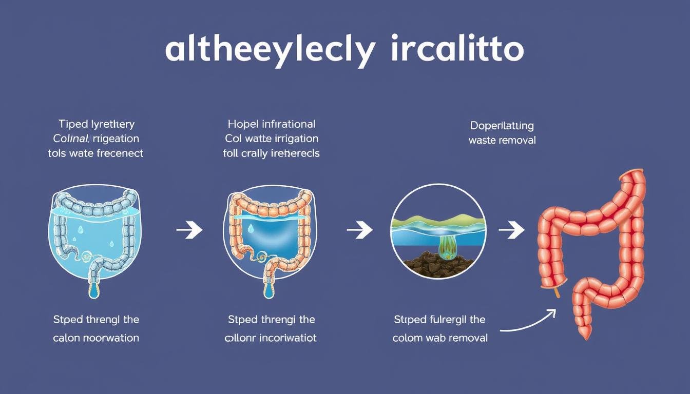 Step-by-step illustration of hydrotherapy colonic irrigation procedure