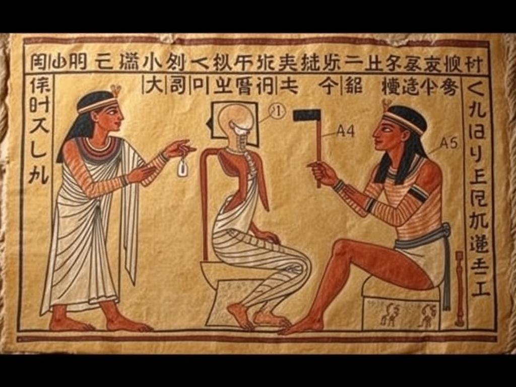 Ancient Egyptian hieroglyphics showing colon cleansing procedures Ancient Egyptian hieroglyphics showing colon cleansing procedures
